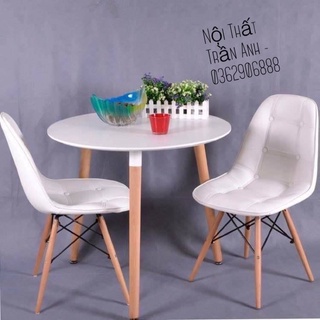 Ghế Eames bọc đệm da cúc  - chân gỗ
