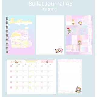 Sổ bullet journal trứng lười SBJ17 A5 100 trang 160gsm chấm kẻ ngang monthly planner  Sổ tay vẽ chì Sketchbook