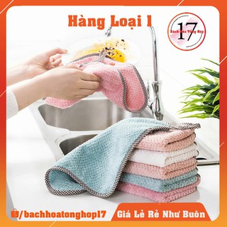 Khăn lau đa năng siêu thấm loại mới có móc treo, khăn lau nhà bếp, lau tay, bát đĩa, bàn trà...