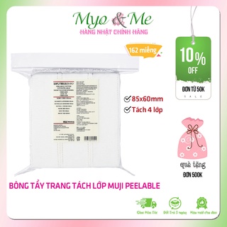 Bông tẩy trang Muji tách lớp Nhật Bản - Muji Peelable Cotton 85x60mm tách được 4 lớp