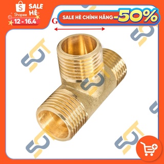 [TÊ NỐI REN] Tee G 1/2 21 DN15 ba đầu chia ren ngoài kết nối T ren BSP hệ G  - Bằng đồng đúc khuôn dập nóng