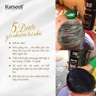 Dầu Gội Phủ Bạc KARSEELL, Phủ Bạc Đen Tóc, Nâu Tóc Từ Lần Gội Đầu Tiên, 100% Thảo Dược Thiên Nhiên