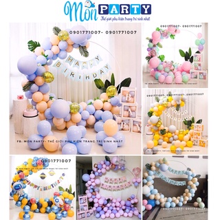 Set bóng trang trí sinh nhật cho bé gái bé trai kèm khung tròn, set trang trí tone màu pastel đẹp, trang trí sinh nhật
