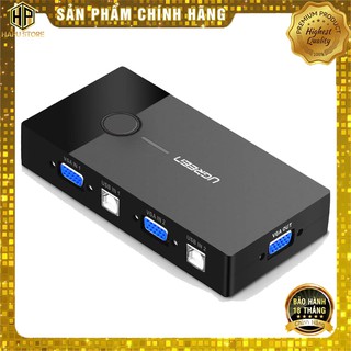 [Mã 254ELSALE giảm 7% đơn 300K] Bộ KVM Switch USB Ugreen 30357 - 2 máy tính chung 1 màn hình cao cấp - Hapustore