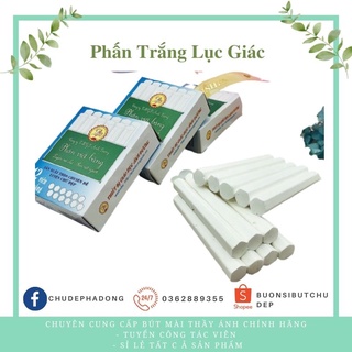 Phấn Lục Giác Trắng Ánh Dương- Hộp 12 Viên- Không Bụi- Lục Giác 6 Cạnh Dễ Dàng Tạo Thanh Đậm Khi Viết