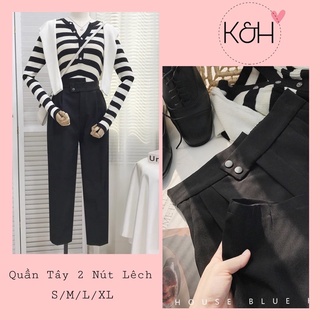 Quần tây lưng cao 2 khuy lệch KH118, quần baggy học sinh, công sở lưng cao 2 nút cho nữ