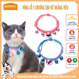 Vòng cổ chuông cho mèo đan dù 5 chuông đáng yêu