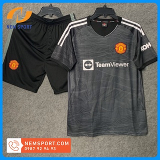 Quần Áo Đá Bóng CLB Manchester United Màu Đen Mới 2022, Áo Đá Banh MU Đen