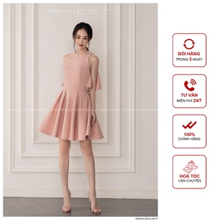 Váy thiết kế cao cấp màu  hồng sát nách hở lưng vạt sau [ Có video + Ảnh thật ] The Shilla -Denika-55C4
