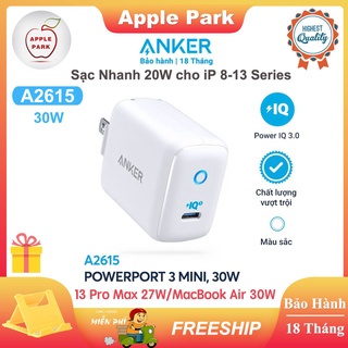 Củ Sạc Nhanh Anker A2615 30W,Cáp Sạc Nhanh A8632 Type-C to Lightning,Cho iPhone PD 20W 13 12 Pro 11 XS 8P Macbook iPad