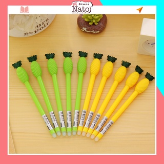 Bút bi xanh mực nước dễ thương cao cấp viết đẹp có nắp hình hoa quả đáng yêu cho bé NATO BB29