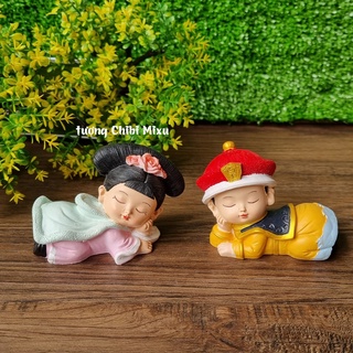 Bộ 02 tượng chibi Vua - Hậu nằm ngủ