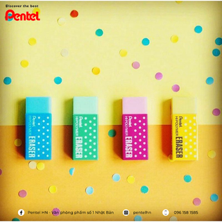 Tẩy Chì Nhiều Màu SIÊU SẠCH Cao Cấp Pentel Hi-Polymer ZEH-05CME  | Tẩy Sạch, Ít Bụi, Ít Độc Hại