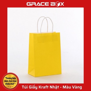 {Giá Sỉ} Túi Giấy Kraft Nhật Cao Cấp - Màu Vàng - Size 15 x 8 x 20 cm - Siêu Thị Bao Bì Grace Box