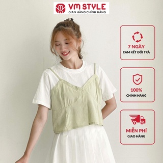 Áo kiểu nữ VM STYLE croptop tay ngắn phối kiểu yếm 892 22SU03A961409