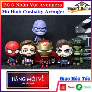 ( Bộ 6 nhân vật ) Mô hình đồ chơi Mavel avengers để bàn , Bộ mô hình 6 nhân vật bản Cosbaby Siêu Dễ Thương
