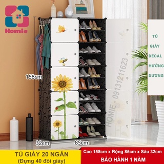 {MỚI} Tủ giày 20 ngăn (đựng 40 đôi giày) - Tủ nhựa ghép đựng giày 20 ô