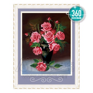 TRANH ĐÍNH ĐÁ Bình Hoa Hồng Đỏ 3D Ailuo AL71322
