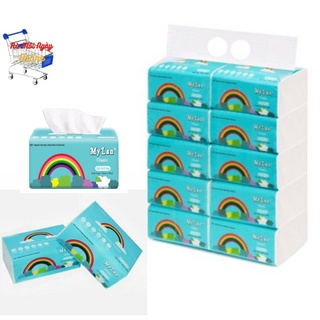 10 Gói Khăn Giấy Rút Cầu Vồng MyLan 3 Lớp Siêu Dai, Không Tan Trong Nước (300 Tờ/Gói ) Chính hãng
