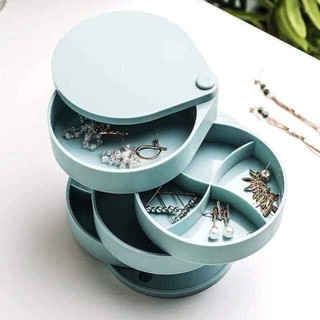 HỘP ĐỰNG TRANG SỨC TRÒN 4 tầng xoay 360 độ