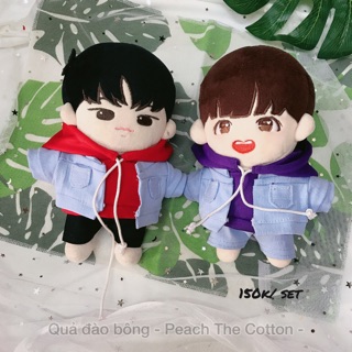Outfit doll: Set hoodie kèm khoác jean 20cm