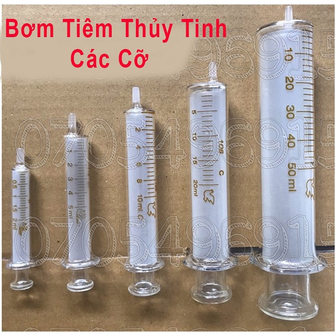 Bơm Tiêm Thuỷ Tinh Các Cỡ [ 5ml, 10ml, 20ml, 50ml,100ml ]