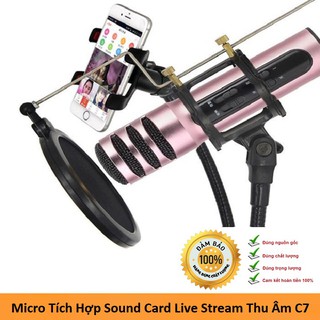 Micro Karaoke Livestream Thu Âm C7 Âm Thanh Chuyên Nghiệp + Tặng Tai Nghe