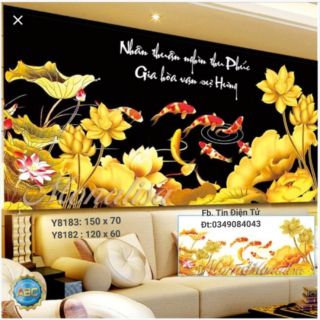 Tranh đính đá cửu ngư quần hội Y8182 (120x60cm)/ y8183 (150x70cm)