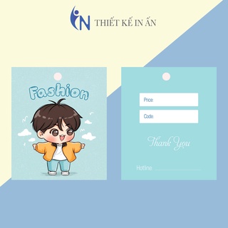 Hộp 100 mác, NHÃN MÁC TAG QUẦN ÁO giấy phong cách cute , Giấy bìa cứng sang trọng size 4x5cm