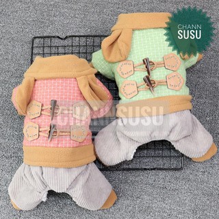 Áo tai thỏ 4 chân lót bông lông phối màu cao cấp áo cho cho chó mèo thú cưng