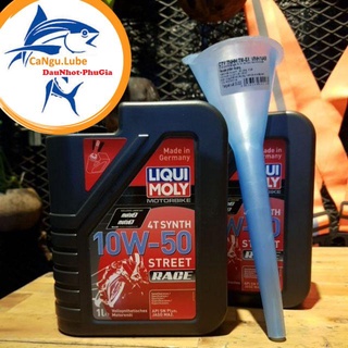 Nhớt xe số liqui moly 10w50, nhớt liqui 10w50 mua nhớt tặng luôn phễu nhớt.