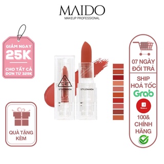 Son Thỏi Lì 3CE  Soft Matte Lipstick Vỏ Trong Suốt chống dính cốc mềm mịn lâu trôi S002 MAIDO cosmetics