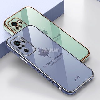 Ốp điện thoại silicon vuông họa tiết lá phong sang trọng cho Xiaomi Redmi Note 10 Pro Max 10S 10T 4G/ 5G