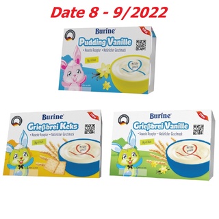 [DATE 8-9/2022] Cháo Sữa Burine Đủ Vị Pudding, Bích Quy, Vani Lốc 6 Hộp x 50g
