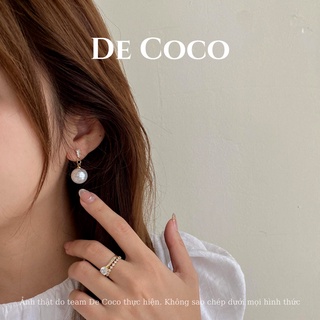 Khuyên tai bông tai đá hổ phách De Coco