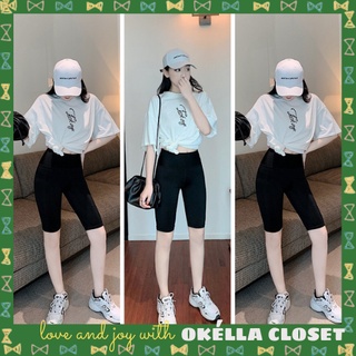 Quần legging nữ nâng mông, lưng cạp cao nâng mông vải thun dày dặn lửng ôm body bó mặc nhà tập gym yoga Okella