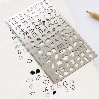 Kimitape Stencil thước mẫu vẽ trang trí scrapbook, bullet journal bằng kim loại