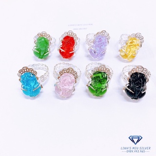 Nhẫn tỳ hưu kim tiền phong thuỷ tài lộc đủ màu LINH MIU SILVER