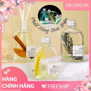 DecorZ Tinh Dầu Thơm Phòng Phát Sáng Ban Đêm 100ml Que Gỗ Tự Khuếch Tán Hương Khử Mùi Không Khí