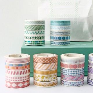 Bộ Washi Tape 5 cuộn SA05-290320 (10mm x 5m) họa tiết trang trí scrapbook, sổ tay planner,..
