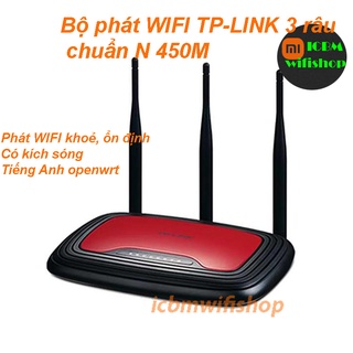 Phát wifi Tp-link  chuẩn N 450Mbps xuyên tường 3 râu, rom Openwrt