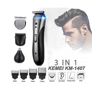 Tông đơ cắt tóc kiêm cạo râu tỉa lông mũi 3 in 1 cao cấp - tăng đơ cắt tóc KM - 1407