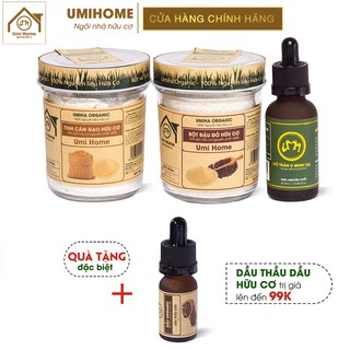 Combo Ngừa Viêm Nang Lông, Cấp ẩm UMIHOME gồm Bột Cám Gạo 125g, Bột Đậu Đỏ 125g, Mỡ Trăn 30ml. Tặng Dầu Thầu Dầu 10ml
