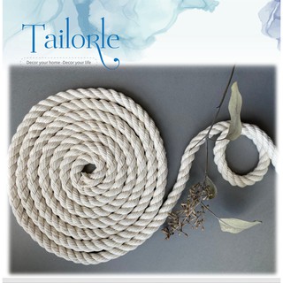 Dây thừng macrame, dây thừng trang trí cotton loại 7mm màu ngà