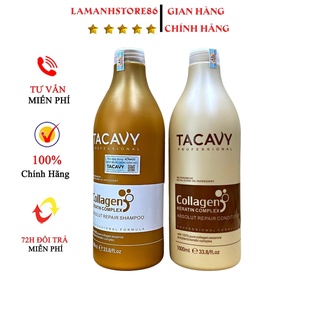Dầu Gội collagen phục hồi tái tạo biểu bì tóc, chống gẫy rụng hỗ trợ mọc tóc cặp dầu gội TACAVY COLLAGEN 1000ml