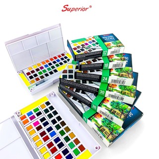 [ TẶNG KÈM CỌ ] Màu nước dạng nén Superior các set 12/24/30/36 màu