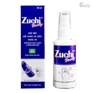 Xịt Khử Mùi Hôi Chân Và Giày Zuchi Family chai 50ml khử mùi hôi nhanh chóng, hiệu quả, không dính ướt