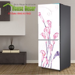 Miếng Dán Tủ Lạnh Chống Thấm Nước - Chất Liệu Decal Bóc Dán - Phù Hợp Mọi Loại Tủ - Hoa Loa Kèn