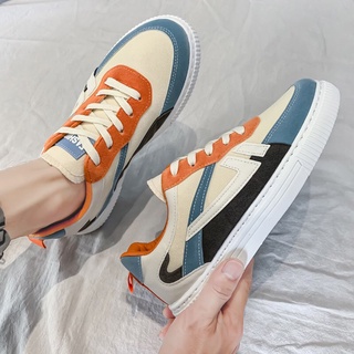 Giày thể thao nam cổ ngắn phối màu cam phối xanh - Giày Thể Thao Nam Sneaker Cổ Thấp Rẻ Đẹp