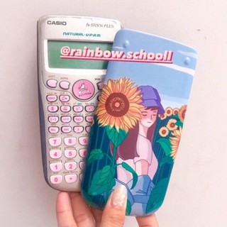 Miếng decal dán máy tính bỏ túi cầm tay casio fx570 vn plus dành cho con gái hoa hướng dương